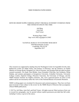 How Do Credit Supply Shocks Affect the Real Economy? Evidence from the United States in the 1980S