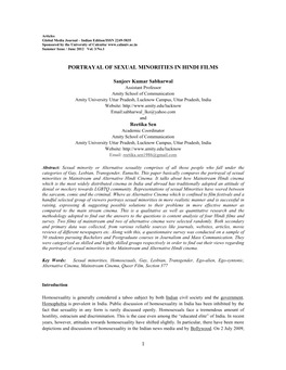 PORTRAYAL of SEXUAL MINORITIES in HINDI FILMS By