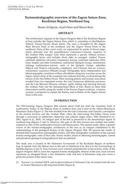 Tectonostratigraphic Overview of the Zagros Suture Zone, Kurdistan Region, Northeast Iraq