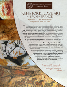 Prehistoric Cave Art of Spain & France September 18 - 30, 2019 (13 Days) with Prehistory Expert Paul Bahn