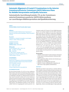 Automatic Alignment of Cranial CT Examinations to the Anterior