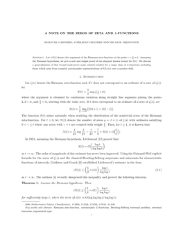 A Note on the Zeros of Zeta and L-Functions 1