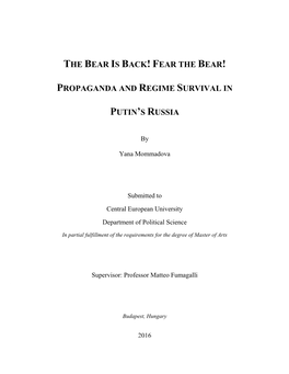 Fear the Bear! Propaganda and Regime Survival in Putin's Russia