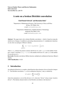 A Note on a Broken Dirichlet Convolution