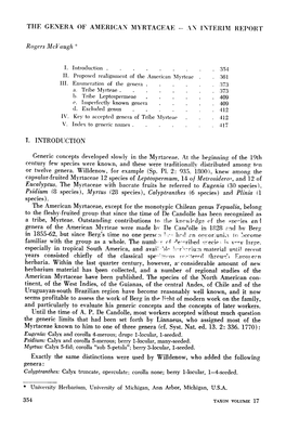 THE GENERA of AMERICAN MYRTACEAE — AN