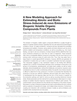 A New Modeling Approach for Estimating Abiotic and Biotic Stress-Induced De Novo Emissions of Biogenic Volatile Organic Compounds from Plants