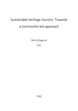 Sustainable Heritage Tourism: Towards a Community-Led Approach