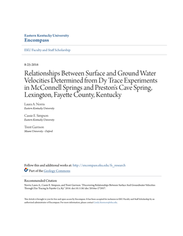 Relationships Between Surface and Ground Water Velocities