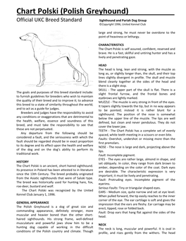 Chart Polski (Polish Greyhound) Official UKC Breed Standard Sighthound and Pariah Dog Group ©Copyright 1996, United Kennel Club