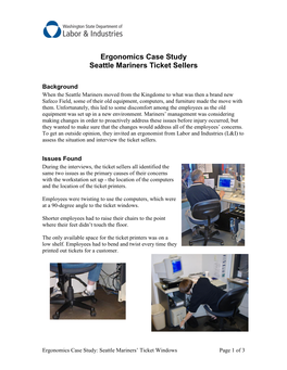 Ergonomics Case Study Seattle Mariners Ticket Sellers