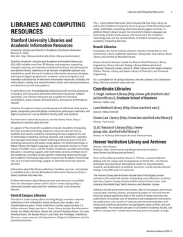 Libraries and Computing Resources 1
