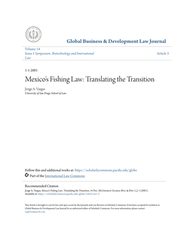 Mexico's Fishing Law: Translating the Transition Jorge A