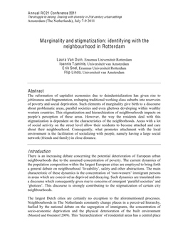 Stigmatization and Marginality