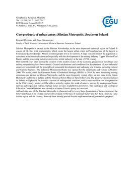 Geo-Products of Urban Areas: Silesian Metropolis, Southern Poland