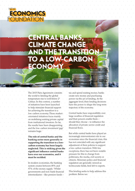 Central Banks, Climate Change and the Transition to a Low-Carbon Economy