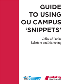 Guide to Using Ou Campus 'Snippets'