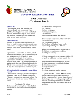 FAH Deficiency (Tyrosinemia Type 1)