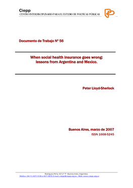 Ciepp When Social Health Insurance Goes Wrong: Lessons from Argentina