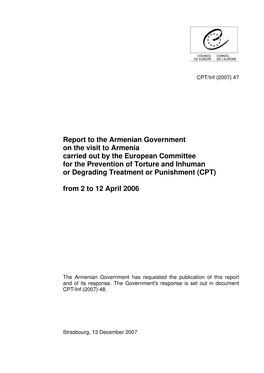 Report to the Armenian Government on the Visit to Armenia Carried Out