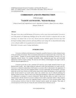 Corrosion and Its Protection