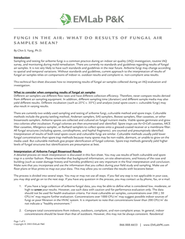 Fungi in the Air: What Do Results of Fungal Air Samples Mean?