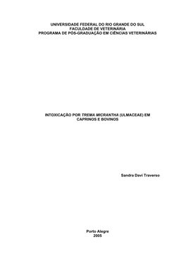 Universidade Federal Do Rio Grande Do Sul Faculdade De Veterinária Programa De Pós-Graduação Em Ciências Veterinárias