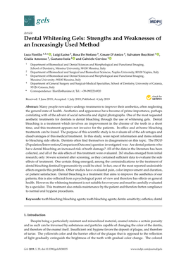 Dental Whitening Gels: Strengths and Weaknesses of an Increasingly Used Method