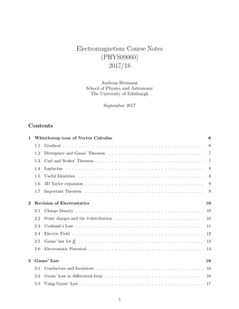 Electromagnetism Course Notes (PHYS09060) 2017/18