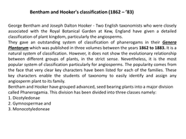 Bentham and Hooker's Classification (1862 – ’83)