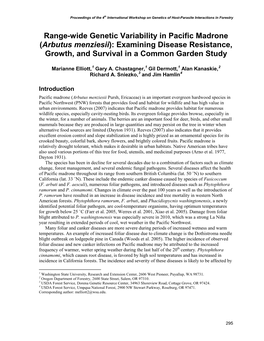 Arbutus Menziesii): Examining Disease Resistance, Growth, and Survival in a Common Garden Study