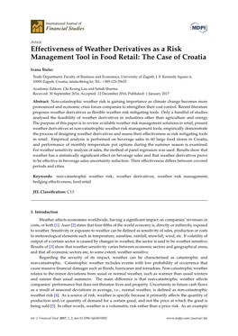 Effectiveness of Weather Derivatives As a Risk Management Tool in Food Retail: the Case of Croatia
