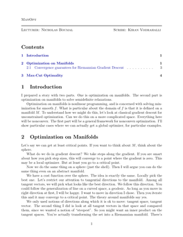 Contents 1 Introduction 2 Optimization on Manifolds