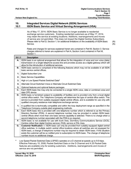 Services 10.1 ISDN Basic Service and Virtual Serving Arrangement (VSA)