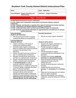 Southern York County School District Instructional Plan