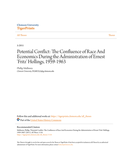 'Fritz' Hollings, 1959-1963 Phillip Mullinnix Clemson University, PGMULLI@G.Clemson.Edu