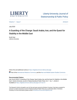 A Guarding of the Change: Saudi Arabia, Iran, and the Quest for Stability in the Middle East