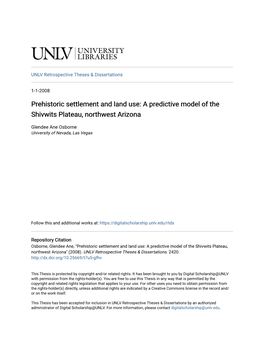 A Predictive Model of the Shivwits Plateau, Northwest Arizona