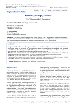 Adenoid Hypertrophy in Adults