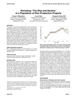 Revisiting 'The Rise and Decline' in a Population of Peer Production Projects [769 Wikis]