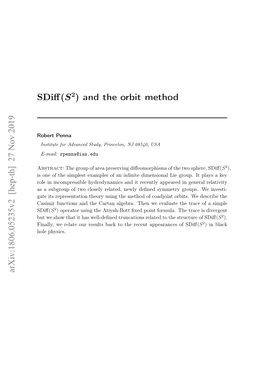 Sdiff(S ) and the Orbit Method Arxiv:1806.05235V2 [Hep-Th]