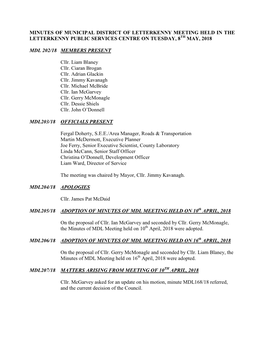 Minutes of Meeting of Letterkenny Electoral