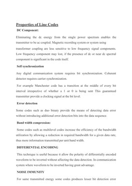 Properties of Line Codes DC Component