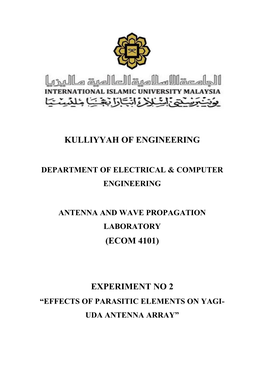 Kulliyyah of Engineering (Ecom 4101) Experiment No 2