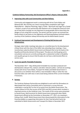 Appendix 1. Cambrian Railway Partnership, Rail Development