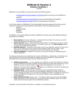 Refgrab-It Version 2 Release Candidate 1 4/10/09