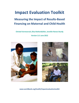 Impact Evaluation Toolkit for Results Based Financing I