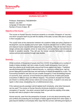 Professor: Shahrbanou TADJBAKHSH Session: July 2021 Language of Instruction: English Number of Hours of Class: 36