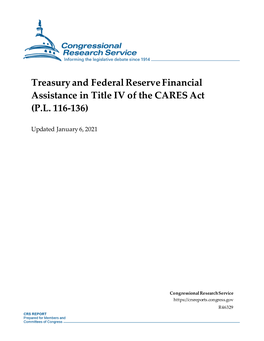 Treasury and Federal Reserve Financial Assistance in Title IV of the CARES Act (P.L