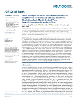 Initial Rifting of the Lhasa Terrane from Gondwana