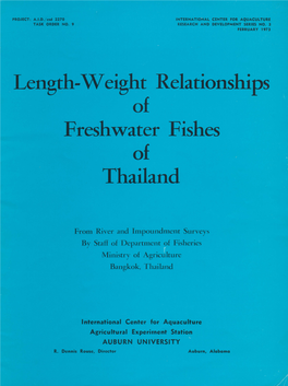 Length-Weight Relationships of Freshwater Fishes of Thailand